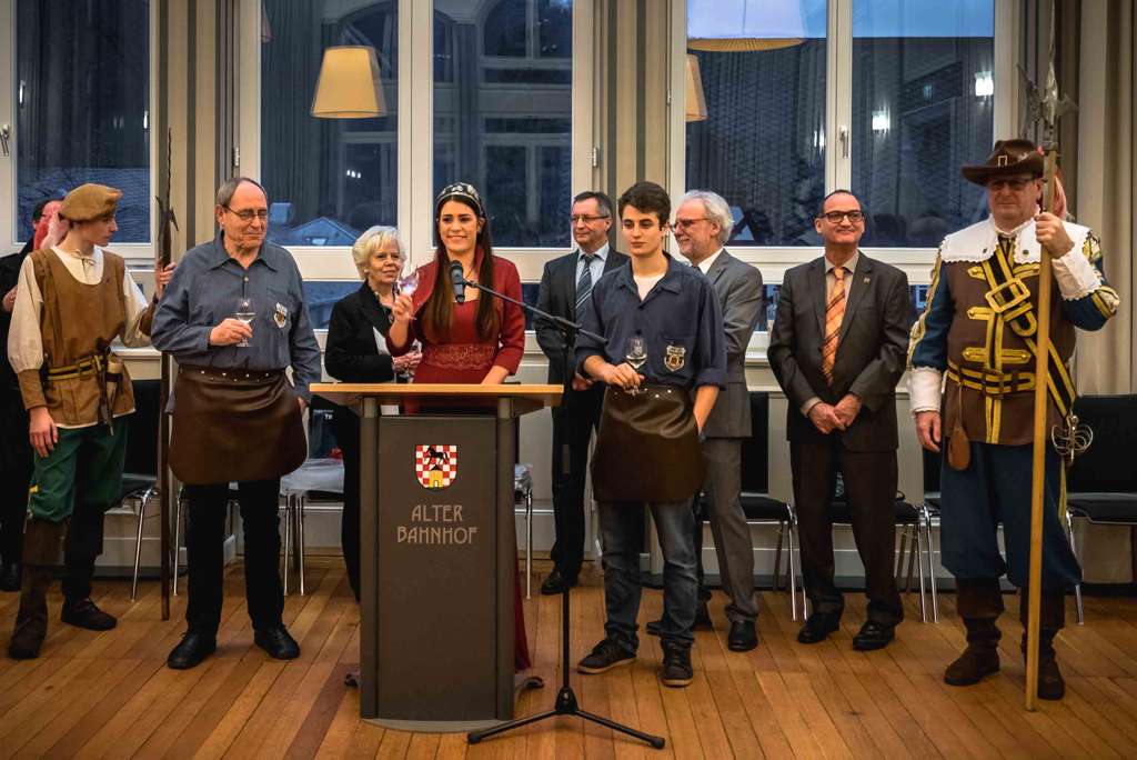 Stadtweinkönigin Lea I. beim Neujahrsempfang.